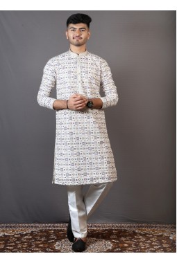 Shop Multicolor Lakhnavi Wedding Wear Kafni Pajama Online UAE KF240881